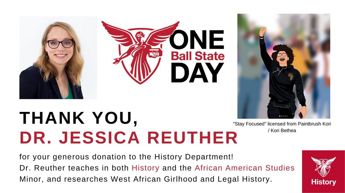 Thanks to Dr. @JessicaReuther, who teaches in both the History Department and the @BSU_AFAMstudies Minor, for her generous donation! #oneballstateday #ballstatehist