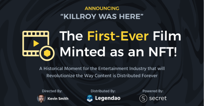 SecretNetwork's tweet photo. Legendary director and writer @thatkevinsmith is leveraging @legendaonft to make #nftfilm history with βKillRoy Was Hereβ - a horror comedy film ONLY accessible with one of 5555 generative art #NFTs!
#nftcommunity #nftdrop #secretnetwork @SecretNetwork @GuyZys $SCRT $LUNA $OSMO