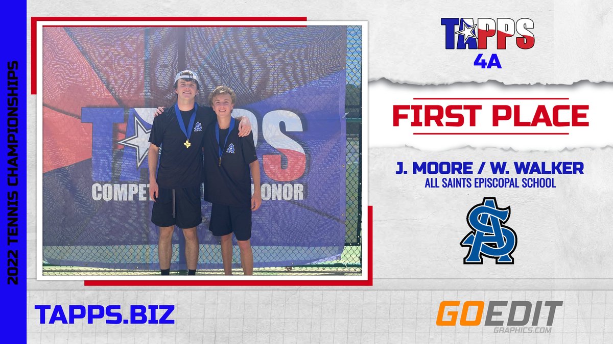 Congratulations to J. Moore and W. Walker, the #TAPPStennis 4A Men's Doubles State Champions!!