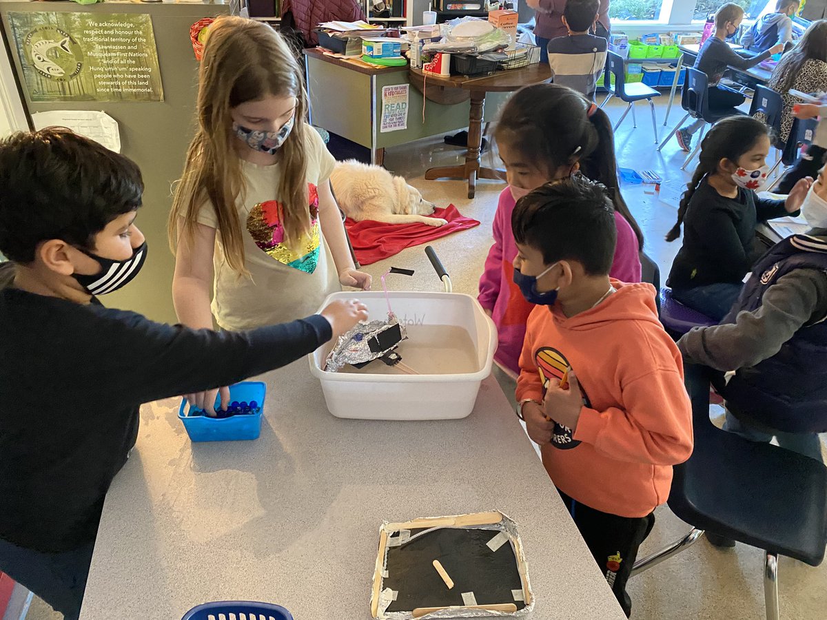 Gray owls engaging in teamwork &amp; collaboration to enrich their learning with the “float and hold” challenge: build a floating boat that will hold x amount of marbles #Vision2030 <a href="/deltasd37/">DeltaSchoolDistrict</a>