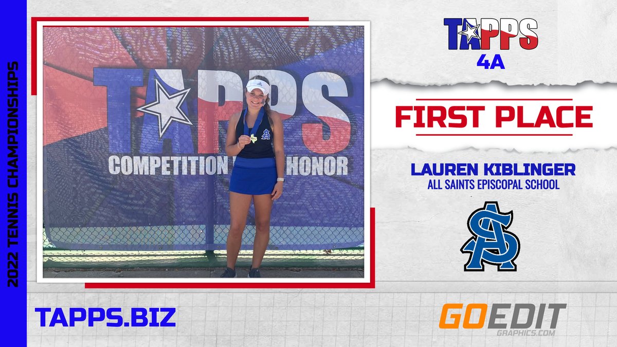 Congratulations to Lauren Kiblinger the #TAPPStennis 4A Ladies Singles State Champion!!