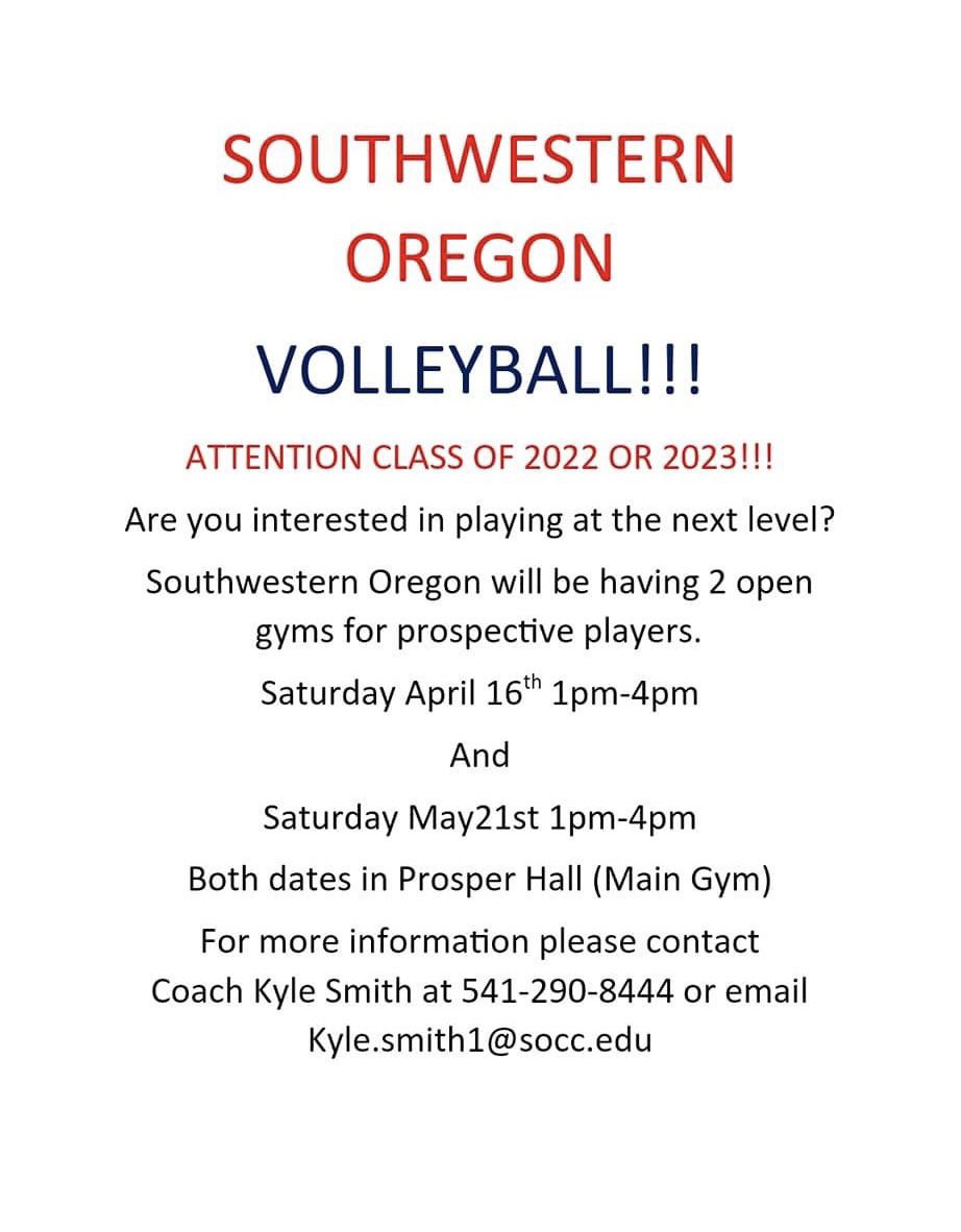 CcOregon's tweet photo. Prospective players! Check this out 👇🏽
#tryouts #volleyball #swoccvolleyball https://t.co/zanJa4YH2K
