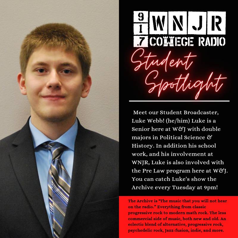 WNJR917's tweet photo. Our next student Spotlight features Luke! You can catch his show The Archive tonight at 9pm!! https://t.co/RGqbBuNpRB