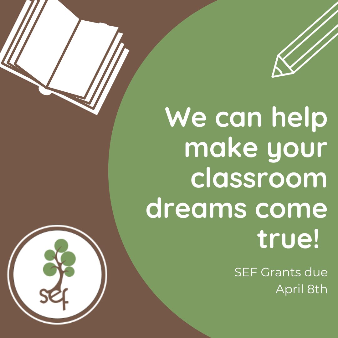 SycamoreSEF's tweet photo. Calling all 427 educators... it's your last chance to submit a grant for this school year!  The deadline is this Friday, April 8th.  We look forward to funding your innovative classroom ideas!  https://t.co/TGYsYCCO4i https://t.co/sEdmz1kAJg
