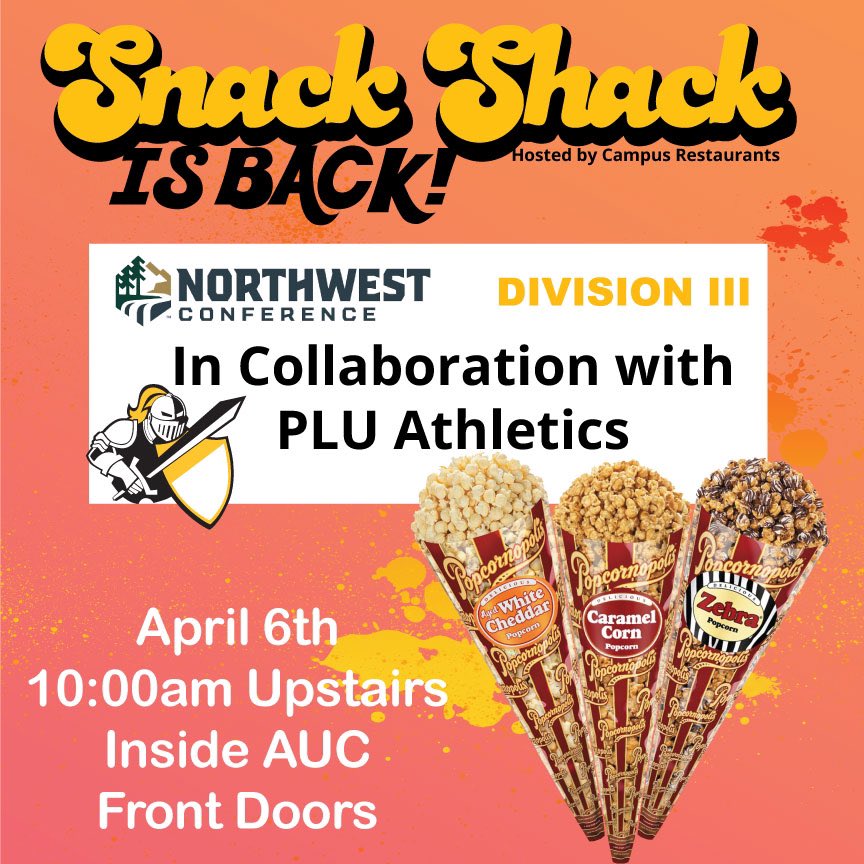 pludining's tweet image. We’re back to make your Spring Semester a little bit better! Stop by the AUC tomorrow and visit with PLU Athletics and get free popcorn!! @golutes