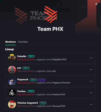📋 EQUIPE: <a href="/ProcuraOrg/">Ex - TeamPHX A PROCURA DE ORG</a> (Ex-PHX)

🇧🇷 <a href="/paladiinr6/">Paladiin</a> 
🇧🇷 @prkR6S 
🇧🇷 <a href="/HPegasuzk/">Hugo</a> 
🇧🇷 <a href="/PeeliasR6/">Peelias</a> 
🇧🇷 <a href="/Souzaa_R6/">souz9</a> 

🇧🇷 <a href="/KaiquePantojo/">Kaique Pantojo</a>
