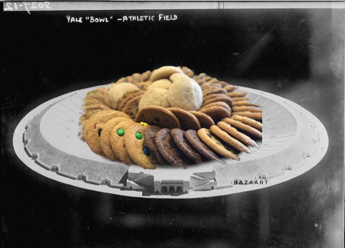 GraceeWargo's tweet photo. @ds106dc @eng304cripps  #tdc3736 My response for Today's #ds106 Daily Create would be to serve a cookie platter inside the Yale Bowl! https://t.co/Qvsd1ODSVZ