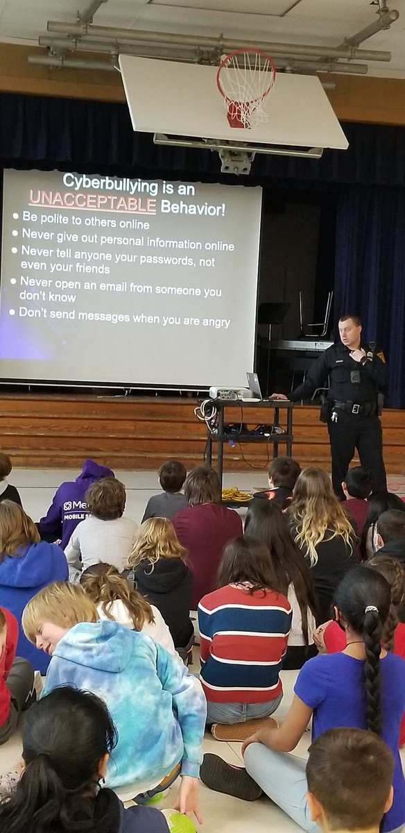 A big thank you to Officer Crain <a href="/CherryHillPD/">Cherry Hill Police Department</a> for sharing very important information with the 5th graders <a href="/ClaraBartonElem/">Clara Barton Elem</a> this afternoon! We learned the importance of being safe and smart when on the internet.