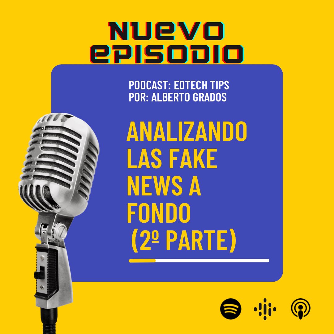 albertogradosm's tweet photo. 🎙 #Podcast #FakeNews
.
👉🏽 Enlace a Spotify: https://t.co/oRTx3gCsJQ
.
✅ Si quieres saber más, suscríbete al blog: https://t.co/mtK5cLJ1ea
.
🚀 Aprender y compartir…
.
#EdTechTips #EdTechLatam #DigCit #DigCitCommit #Education #CommonSenseEd #CSAmbassador #BeInternetAwesome https://t.co/JmGZVr7J5U