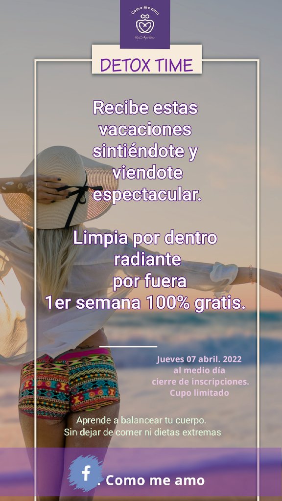 ComoMeAmoMx's tweet photo. Que levante la mano 🙋🏻‍♀️ la que quiere entrar a un  DETOX pre y post vacación✈️🏖️. Regalo🎁 a las primeras 10. Fb como me amo Grupo suelta el peso https://t.co/BJapNtRijq https://t.co/Jwi7pLTycF