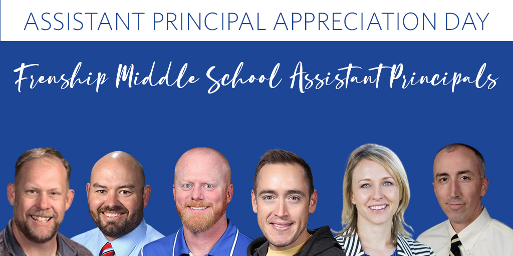FrenshipISD's tweet photo. πCheck out these AWESOME APs!π
Today is Assistant Principal Appreciation Day and we have the six BEST Middle School Assistant Principals around!
#FrenshipWay #assistantprincipalappreciation https://t.co/oR9YO6D6fg