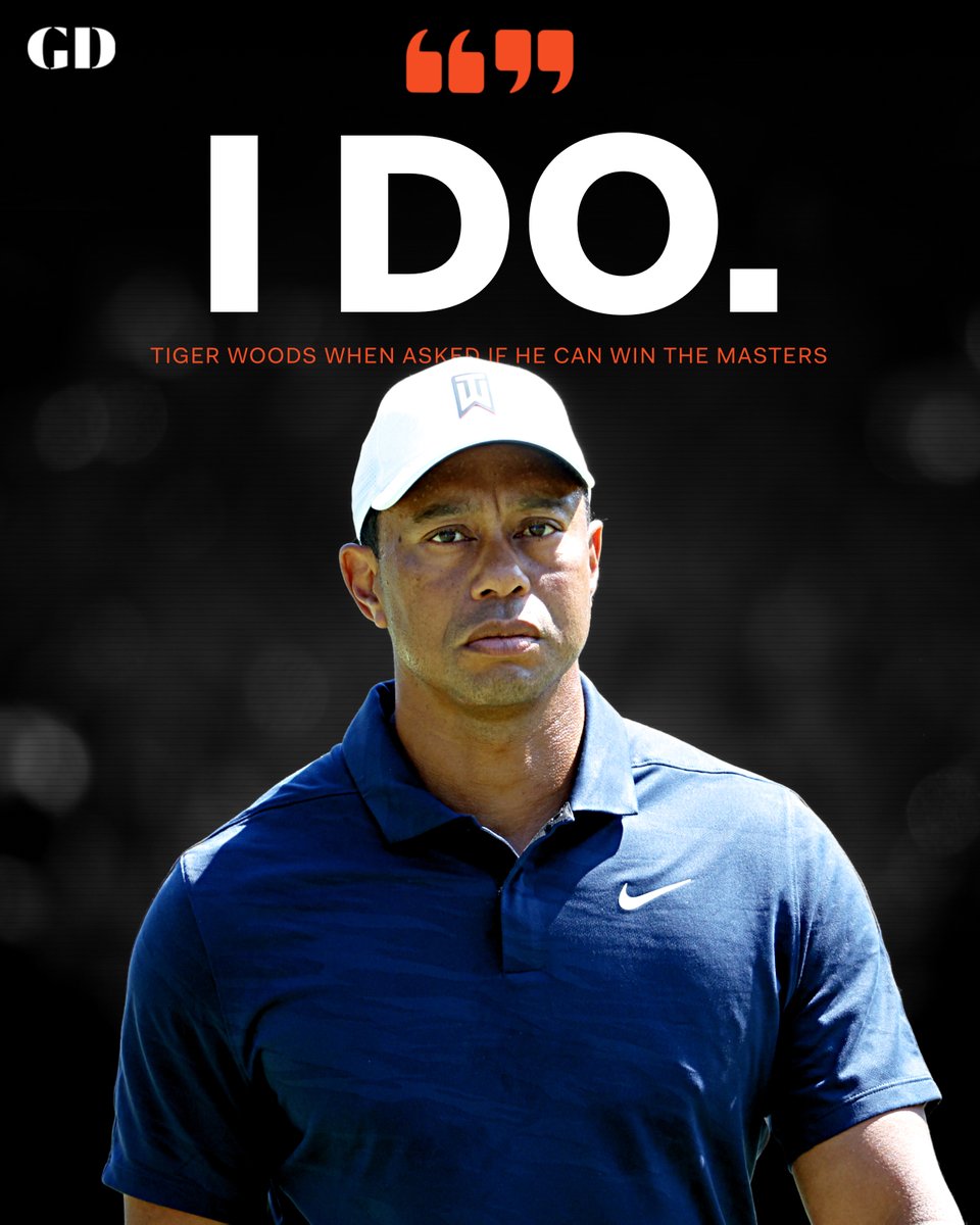GolfDigest's tweet photo. .@TigerWoods says he's currently planning to tee it up at Augusta on Thursday–and he thinks he can win. 👀

More from his press conference at #TheMasters: https://t.co/JDjUUYFami https://t.co/nkFMbEv5yY