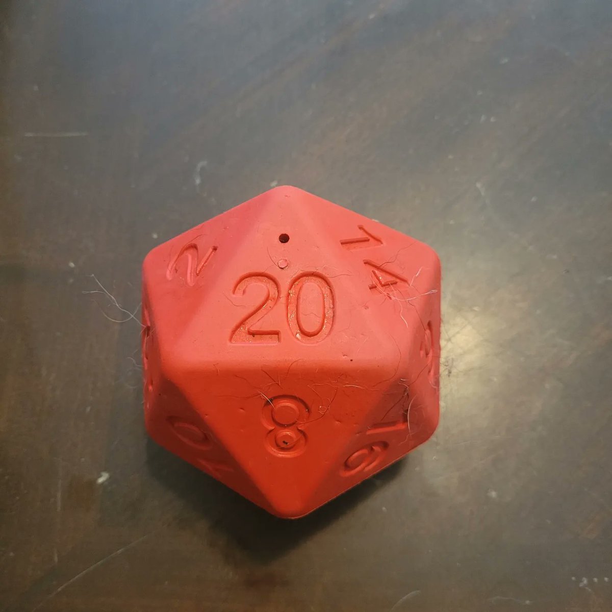 farmerzanath's tweet photo. Got the #pawlymorph d20 dog toys I bought the dogs for Xmas. Pictured what the toys looked like when I first opened the package vs less than 10 minutes later 🤷♂️ https://t.co/vqbJc1Id5L