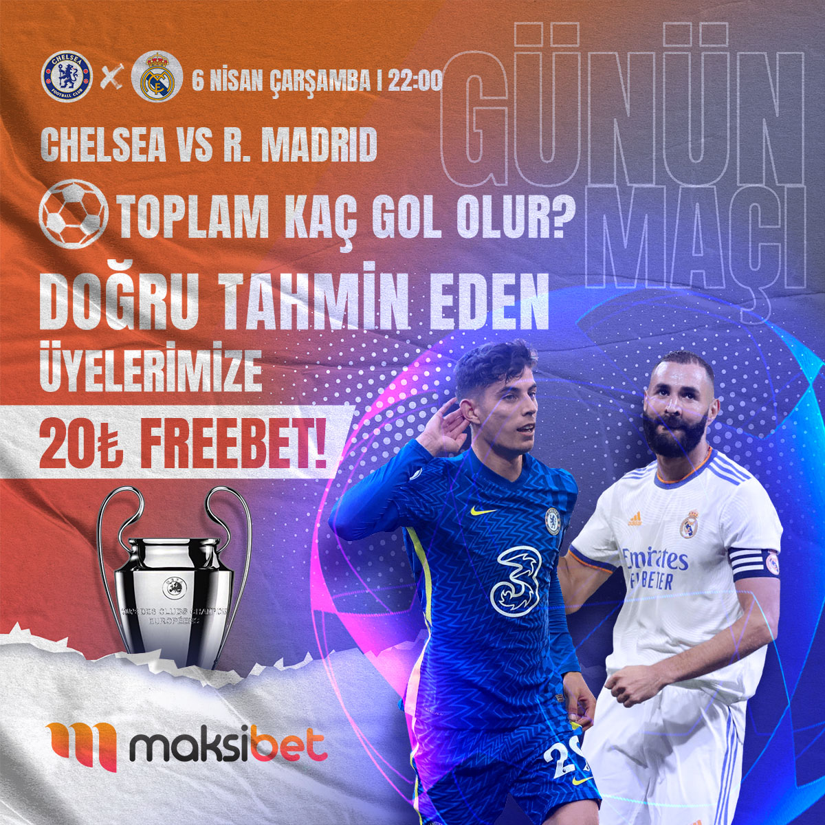 🏟 Chelsea 🆚 R. Madrid

🎯Toplam Kaç Gol Olur   

🎁🤑Doğru Bilen Üyelerimize 2️⃣0️⃣₺ FREEBET

📍RT+FAV+ 5 Arkadaş Etiketle  

🖍Etkinlik Katılım Formu: bit.ly/MaksibetForm