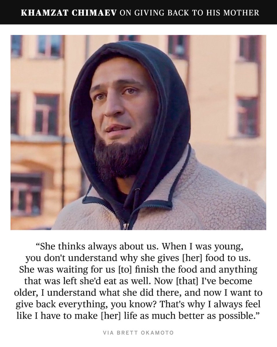 espnmma's tweet photo. Khamzat is motivated by his mother’s sacrifices growing up 🙏 

(via @bokamotoespn) https://t.co/EHDnQMGCgi