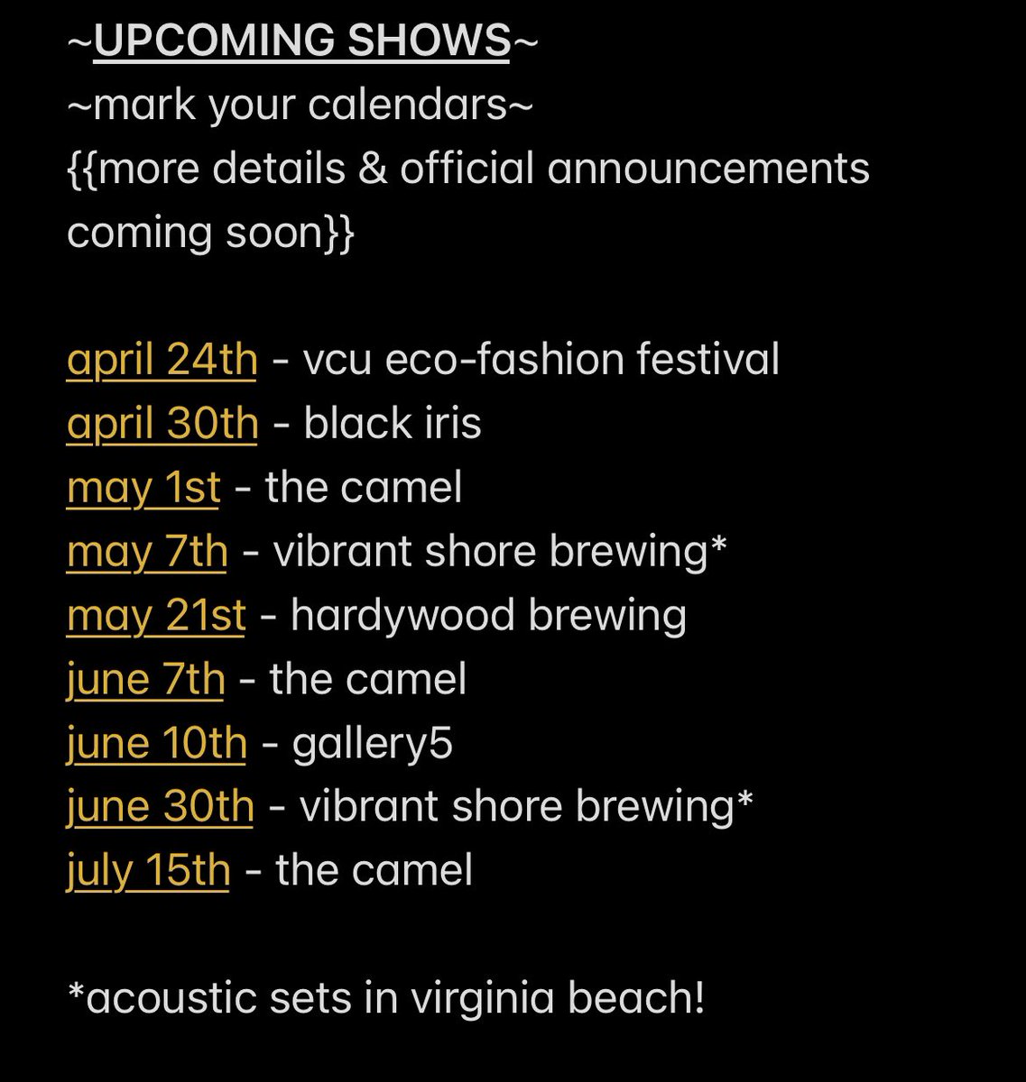 look at all the shows i have coming up isn’t that so cool