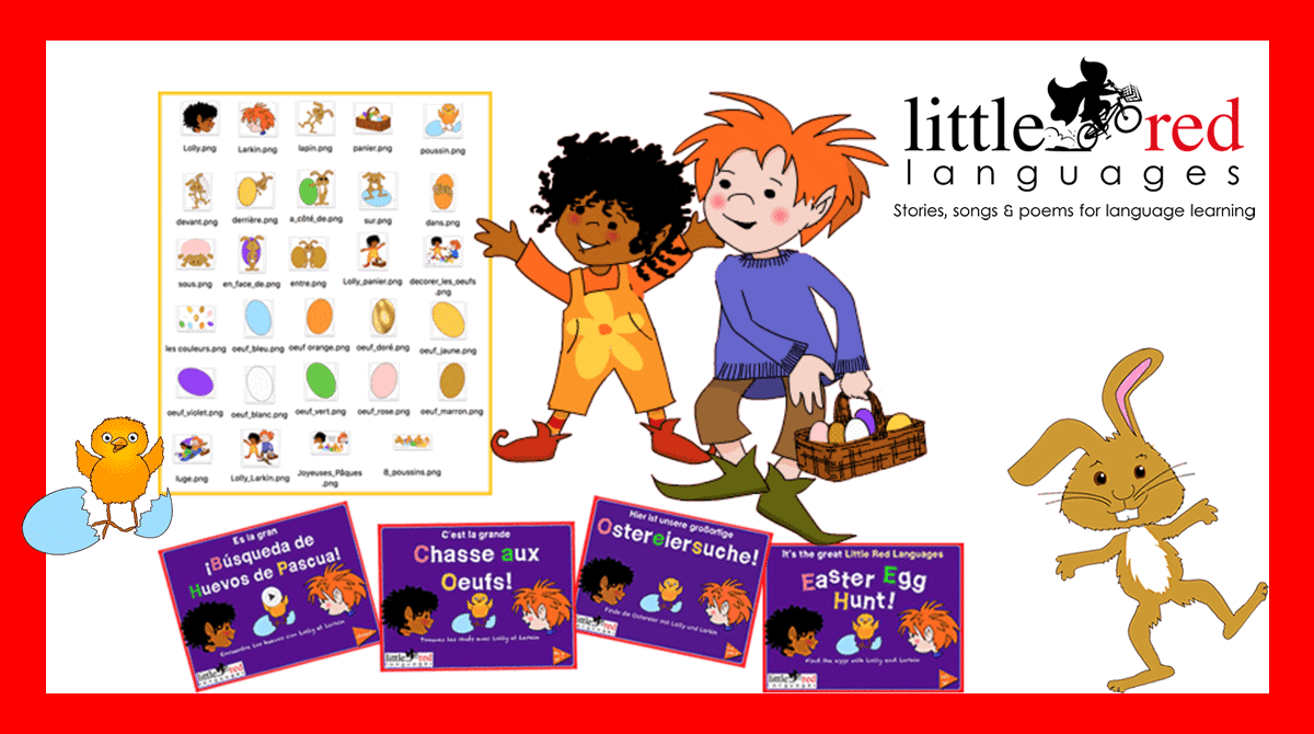 LittleRedLang's tweet photo. Time to enjoy our free #EasterEgg hunt story! Great for practising colours and prepositions in English, French, German or Spanish! #mfltwitterati https://t.co/AyiPcLepnu https://t.co/TX2mzLfzpD