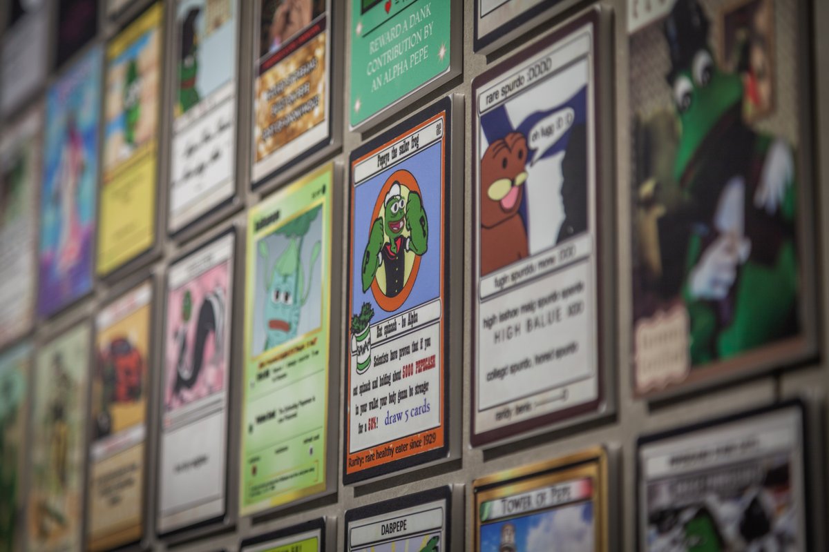 Pepes are the most culturally relevant NFTs out there. And museums and art institutions are starting to acknowledge it.

This is at Espacio SOLO, an incredible museum in Madrid that approached us after seeing our work at <a href="/pepe__wtf/">pepe.wtf</a>. 

Feels good man 🐸