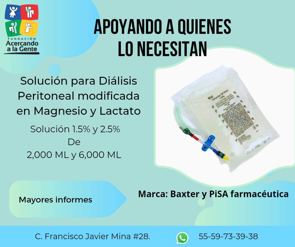 Fund_Acercando's tweet photo. ¡APOYANDO A TU SALUD! 👇🏻
Contamos con bolsas de diálisis. Si lo necesitas, contáctanos al 55-59-73-39-38 y acude por él a nuestras oficinas ubicadas en calle Francisco Javier Mina #28 B, #Chalco, Centro.  
#EstamosContigo #AcercandoSonrisas https://t.co/vL5kXIRLfg