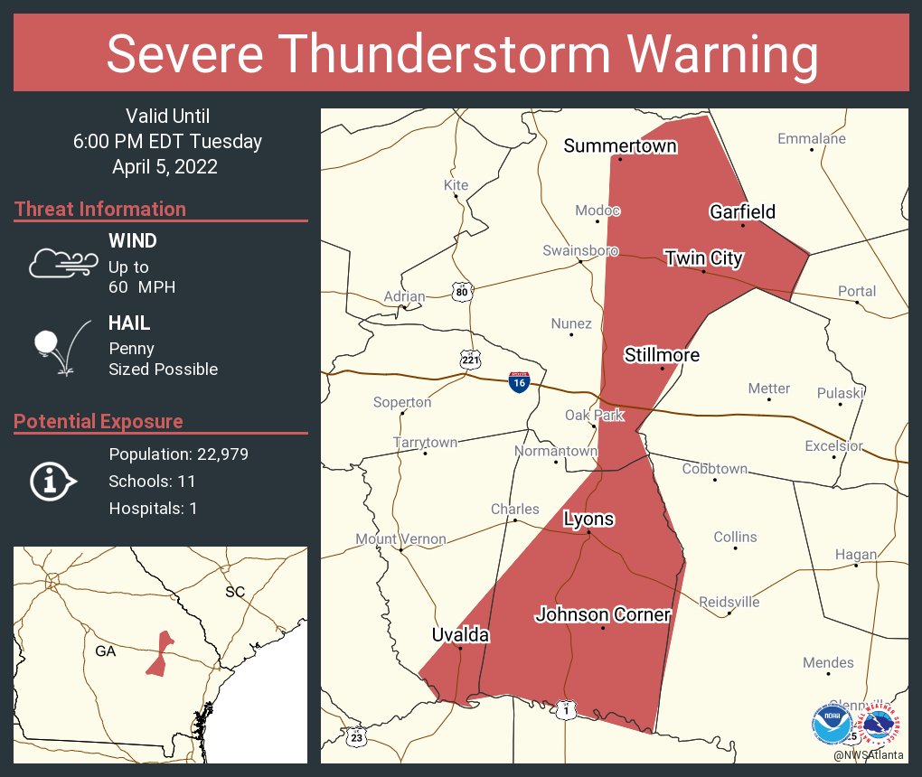 NWS Atlanta on Twitter "Severe Thunderstorm Warning continues for