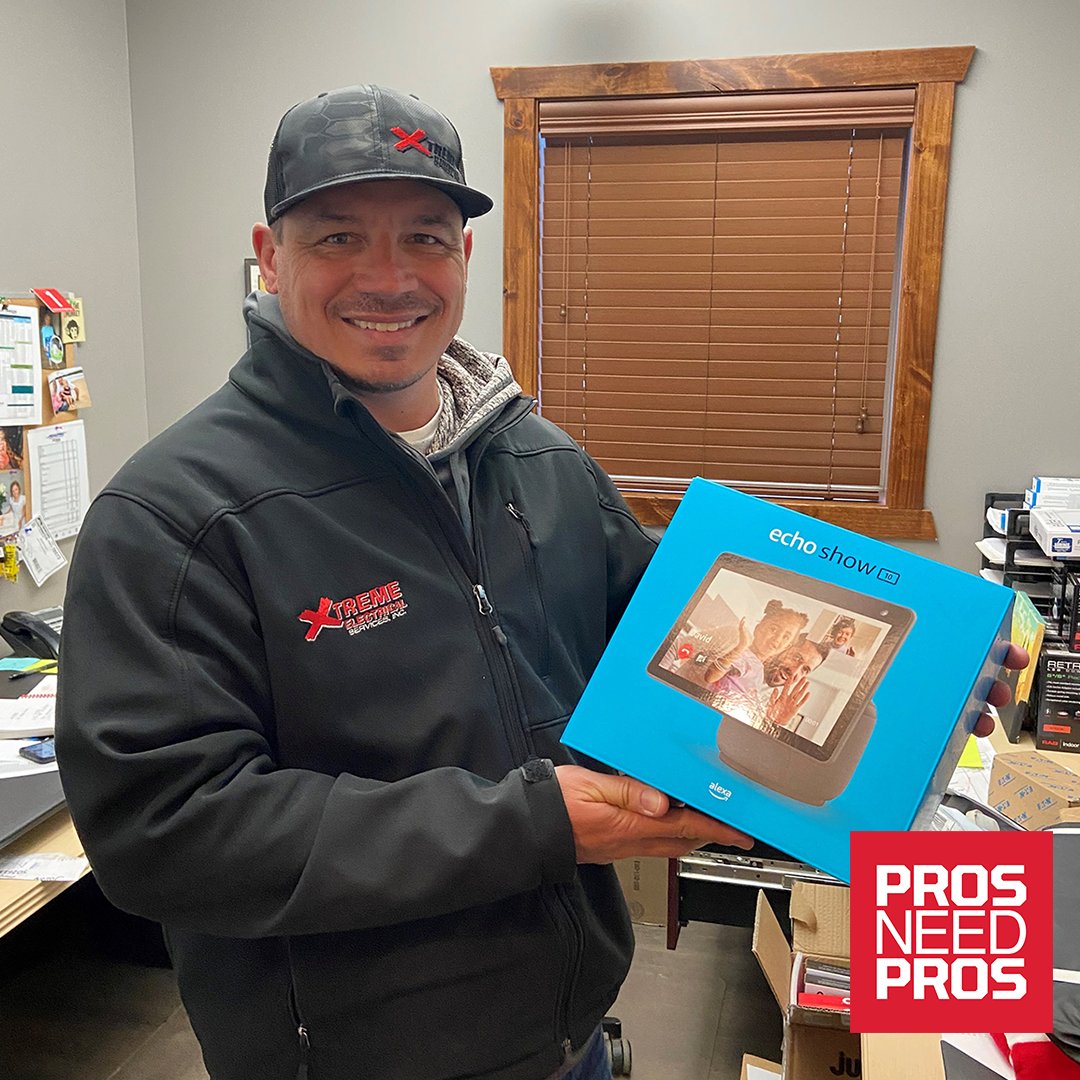 VikingElectric's tweet photo. Congratulations to Brandon at Xtreme who won an Echo Show from our Lutron promotion! 

#giveaway #winner #echoshow #lutron #vikingelectric https://t.co/gfZIzx0H6e
