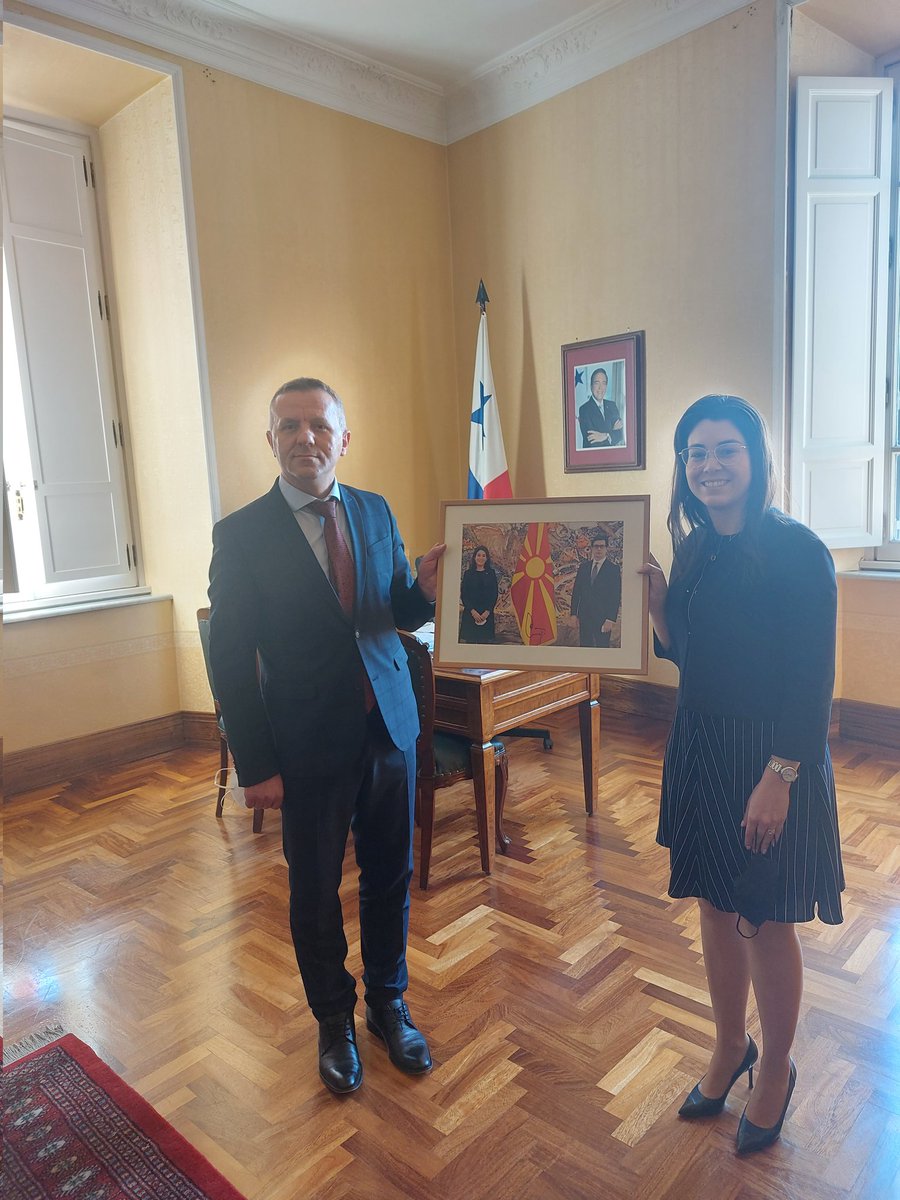 Honored to meet today H.E Ana Maria Reyes Castillo, Ambassador of R. of Panama to Italy, and nonresident to North Macedonia. This month we celebrate 20th anniversary of our diplomatic relations. Looking forward to develop our trade relations furthermore.