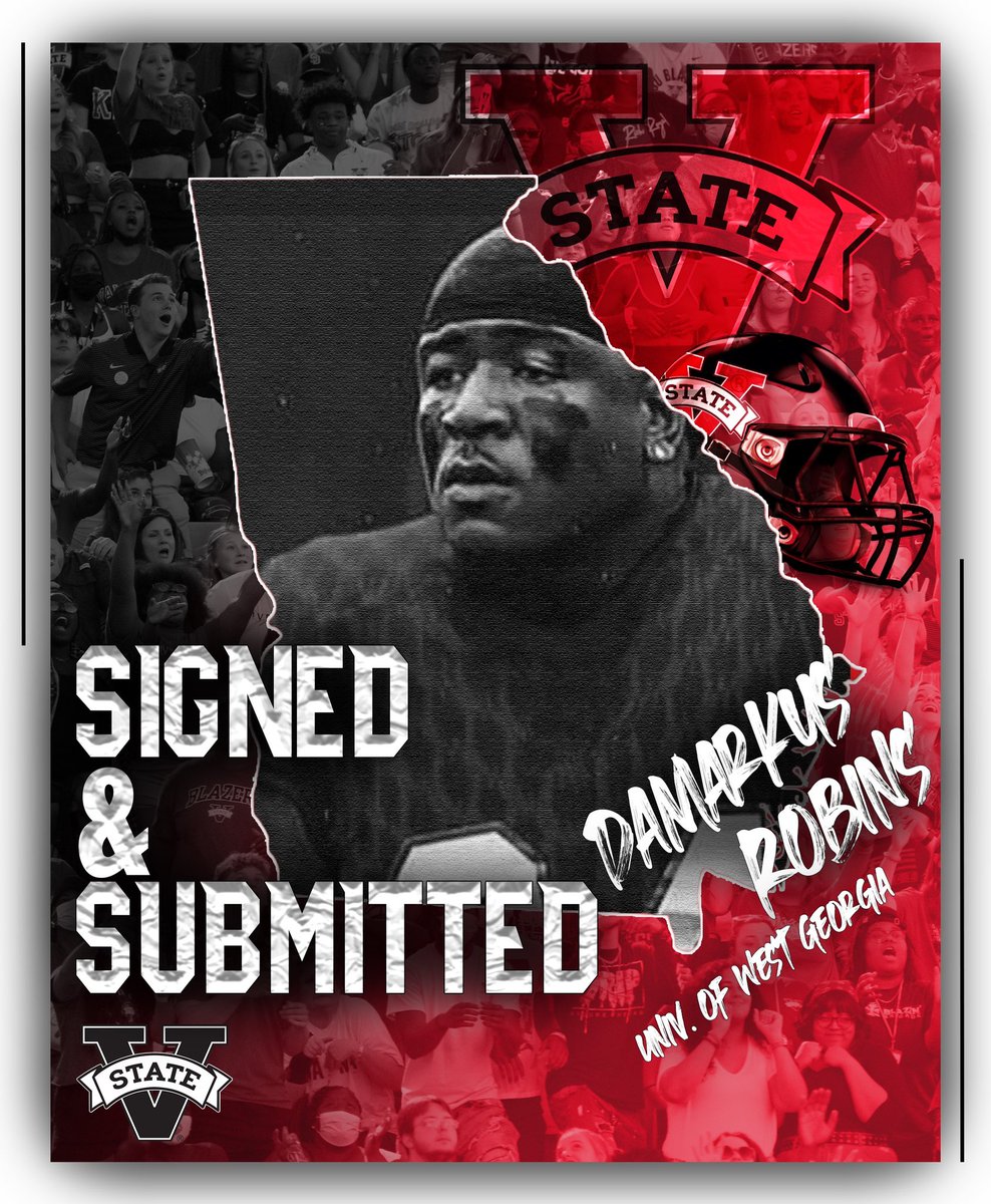 VState_Football's tweet photo. Let’s Welcome @robins_damarkus to Blazer Nation ‼️                                

🔴D iscipline 
⚫️O bedience                                                                      ⚪️G rit                                                           #KTF #SUBMITTED https://t.co/oX9KVh0y49