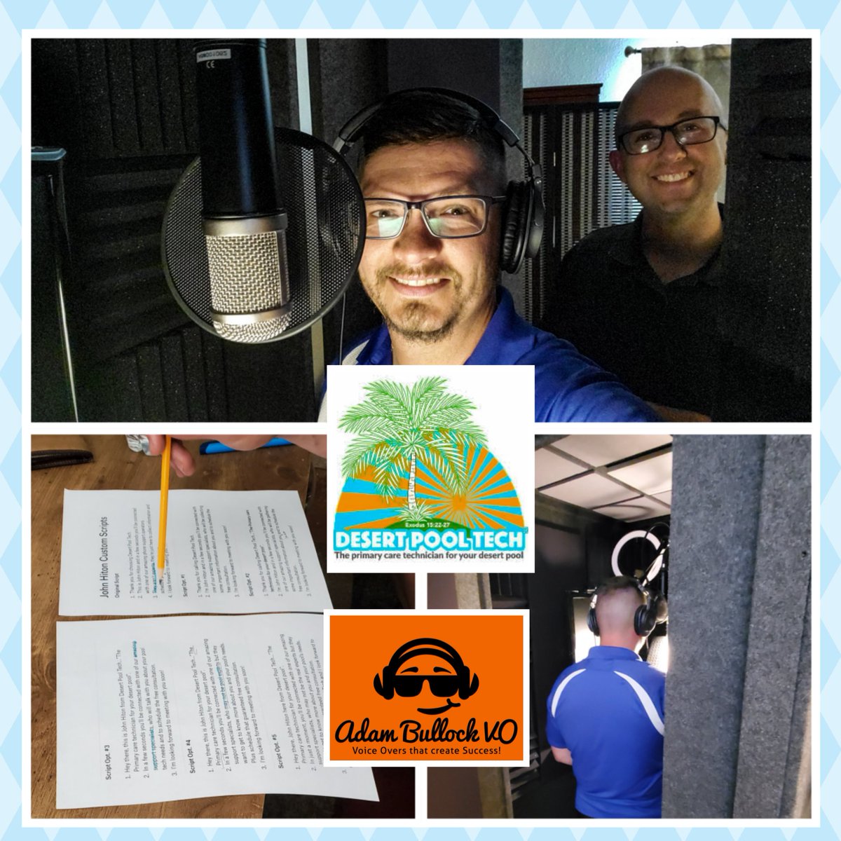 AdamBullockVO's tweet image. Just directed one of my clients thru the script I wrote for his business @desertpooltechaz in a recording session at my personal professional studio.

#arizona #pooltechnician #desertpooltech

480-658-3277
desertpooltech.com desertpooltech@gmail.com
#poolside #poolseason