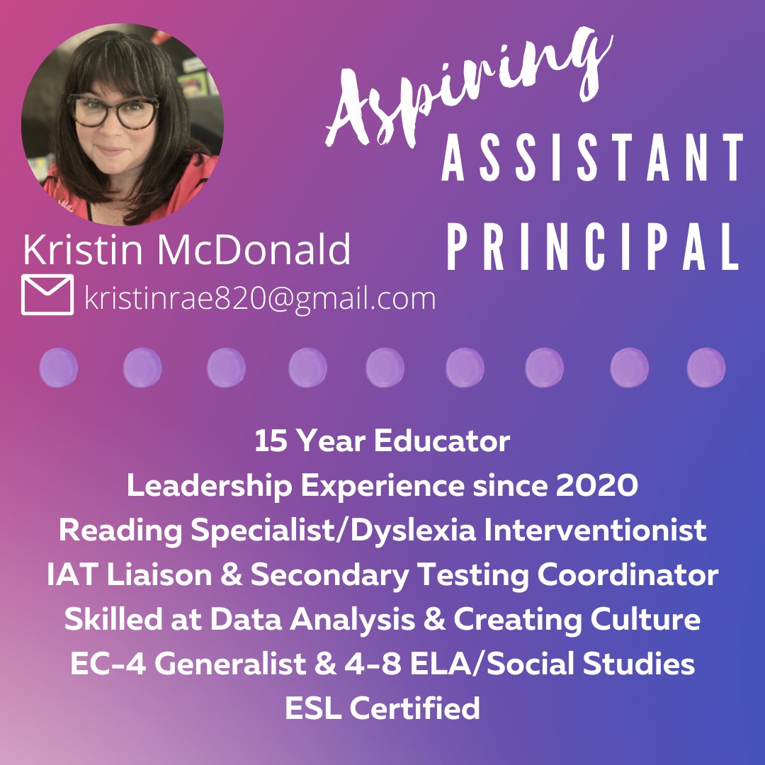 MsKMcDonald's tweet photo. Since I'm officially certified now, I'm looking for an Assistant Principal position in the Houston area for 22-23! I'd love to speak with you about joining your team! #AssistantPrincipal #ReadyForTheNextStep https://t.co/mmQiMTpalO