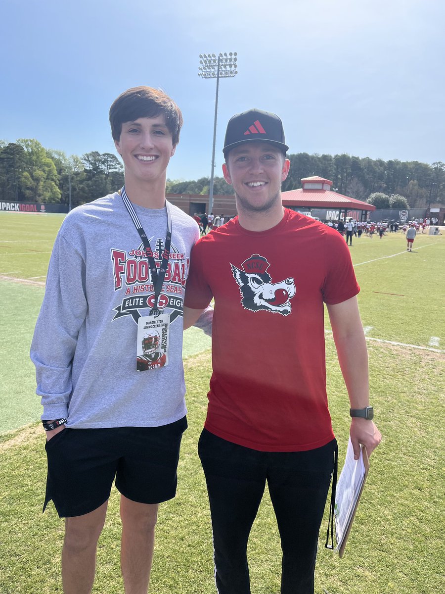 Mason Eaton (@masoneaton__) on Twitter photo Had a great time at NC State today. Big thanks to <a href="/CoachJDWhite/">Jackson White</a> and <a href="/Henry_Trevathan/">Henry Trevathan</a> for having me up for spring practice. <a href="/HKA_Tanalski/">Adam</a> <a href="/PackFootball/">NC State Football</a> <a href="/JohnsCreekHSFB/">Johns Creek FB</a> <a href="/coachconnell85/">Drew Connell</a> Had a great time at NC State today. Big thanks to <a href="/CoachJDWhite/">Jackson White</a> and <a href="/Henry_Trevathan/">Henry Trevathan</a> for having me up for spring practice. <a href="/HKA_Tanalski/">Adam</a> <a href="/PackFootball/">NC State Football</a> <a href="/JohnsCreekHSFB/">Johns Creek FB</a> <a href="/coachconnell85/">Drew Connell</a>