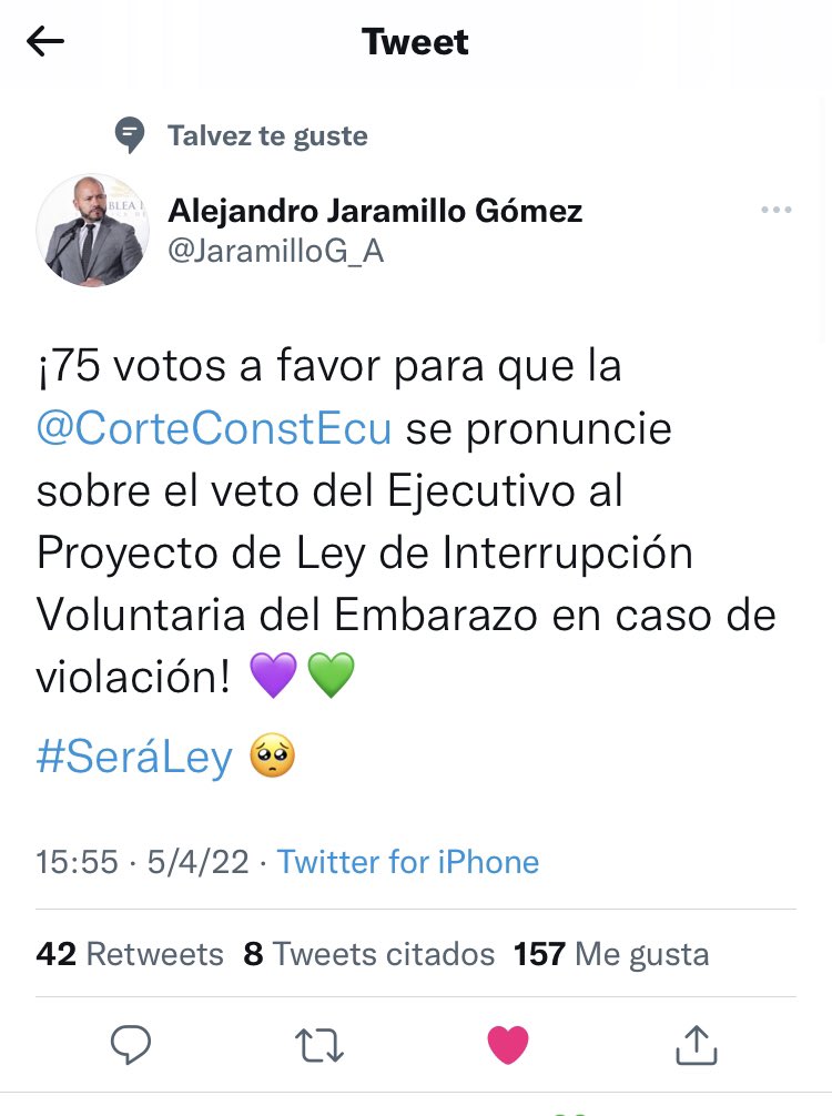 Papalina_1106's tweet photo. No suelo retuitear pendejadas de los anti derechos, pero cuando leí lo que responde esta persona a Alejandro Jaramillo, pude ver a Lasso y todos los fanaticos diciendo lo mismo.
Estado Laico es esto 🙄
Nos odian pero no nos vencerán 
#MareaVerdeEcuador https://t.co/TOdQk5PJCq