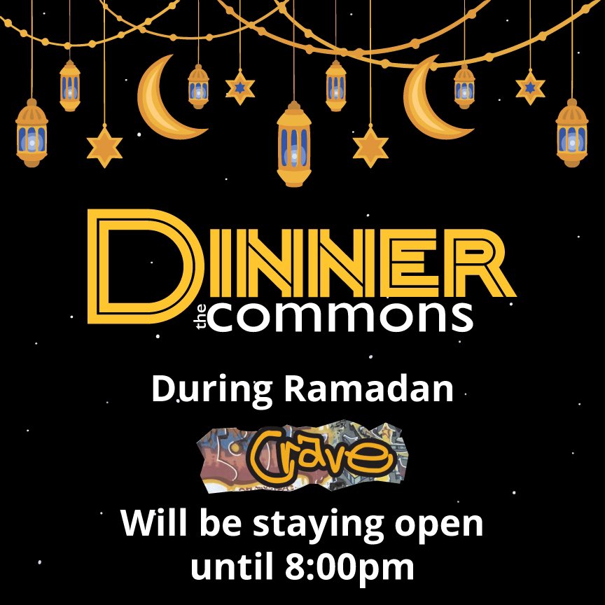 pludining's tweet image. In response to requests, Crave AYCTE dinner hours will be extended to 8pm. And as a reminder Aglio, Tamari and the Salad Bar are all open until 8:30pm!