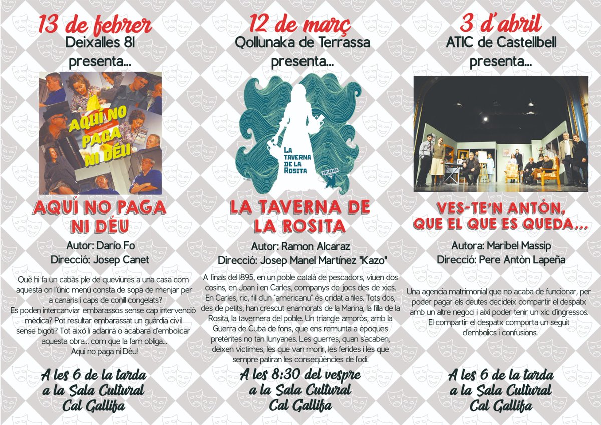 anemdecanto's tweet photo. Amigues i amics,
Ahir es va celebrar la cloenda de la Mostra de teatre amateur organitzada pel grup musical Anem de Canto. Vam gaudir de l'actuació del grup ATIC, a qui volem agraïr la seva participació, així com la dels grups Deixalles81 i Qollunaka. https://t.co/5gKpTTonBI