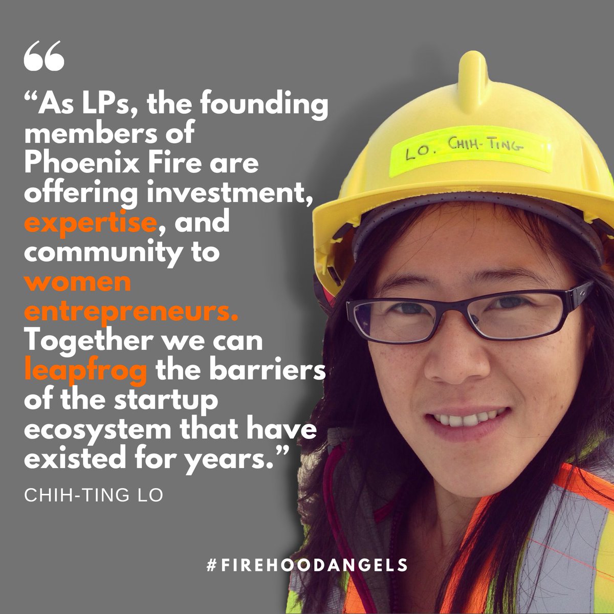 thefirehood's tweet photo. "As LPs, the founding members of Phoenix Fire are offering investment, expertise, and community to women entrepreneurs. Together we can leapfrog the barriers of the startup ecosystem that have existed for years." - Chih-Ting Lo, President of @eelo_solutions

#firehoodangels https://t.co/xi6vbvDusf