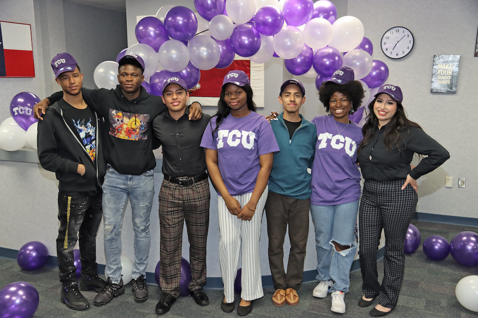 Congratulations to our seven <a href="/TCU/">TCU</a> Community Scholars from <a href="/SamHoustonHS/">Sam Houston HS</a>! Because of their outstanding work and perseverance, each student will receive a four year, $250,000 scholarship to TCU. Read all about it on the blog: bddy.me/3ulBvTz #SamFam