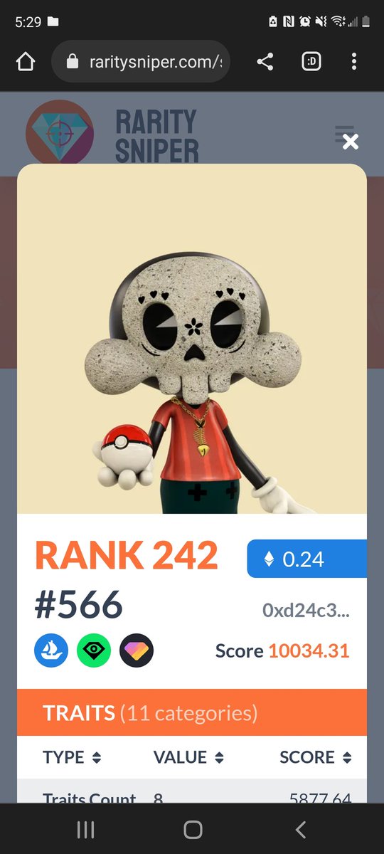 amyaa13's tweet photo. @RaritySniperNFT @tsben88_eth @spriteclubNFT Skulltoons rank 242 going for .242 https://t.co/SCqHRSdTTM