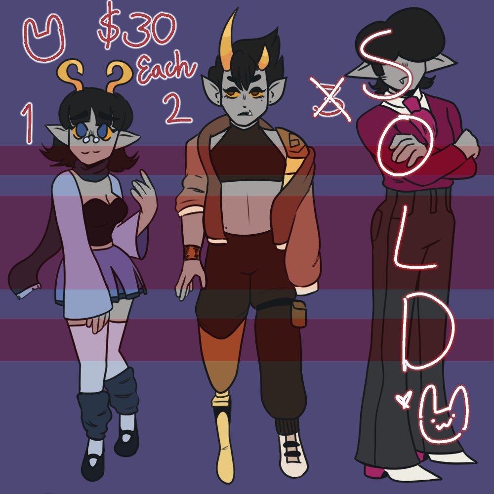 disasterBunny_'s tweet photo. 1 AND 2 ARE STILL OPEN :3c
#homestuck #homestuckadopts #adoptables https://t.co/gIP1vwtu8J