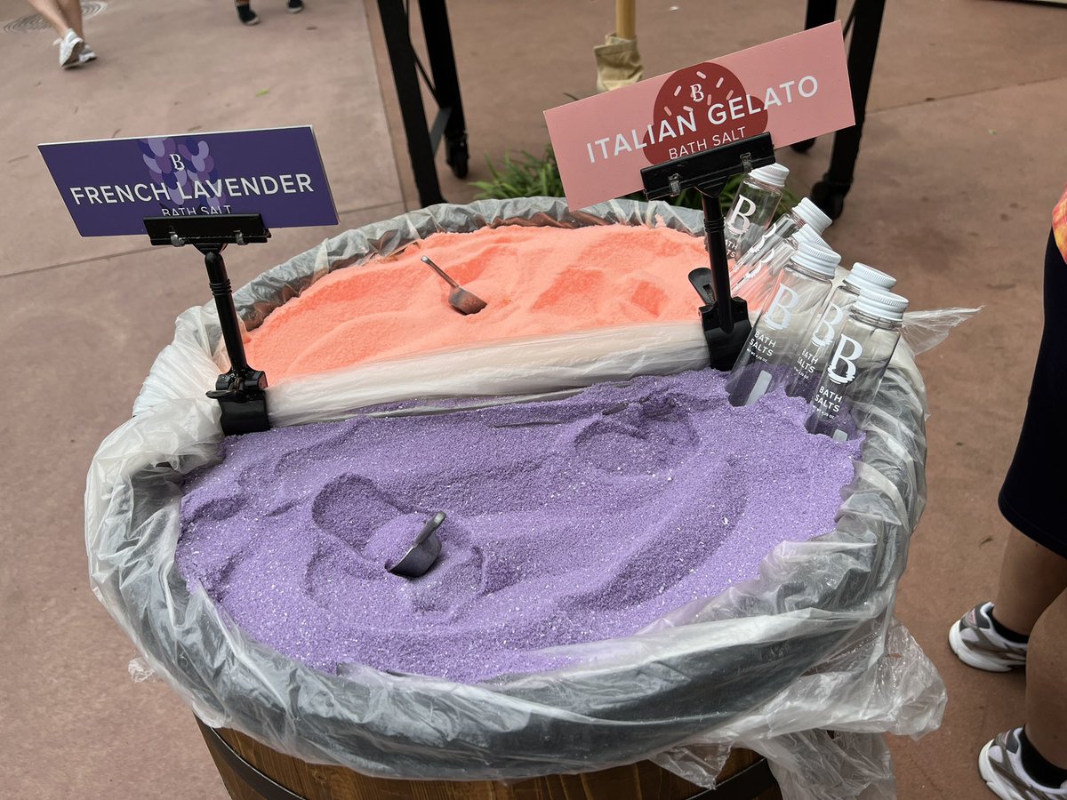 TheUGseries's tweet image. Basin at #EPCOT Flower and Garden Festival with bath salts inspired by scents know in the countries represented in World Showcase. ^@lilianeopsomer #Freshepcot #waltdisneyworld