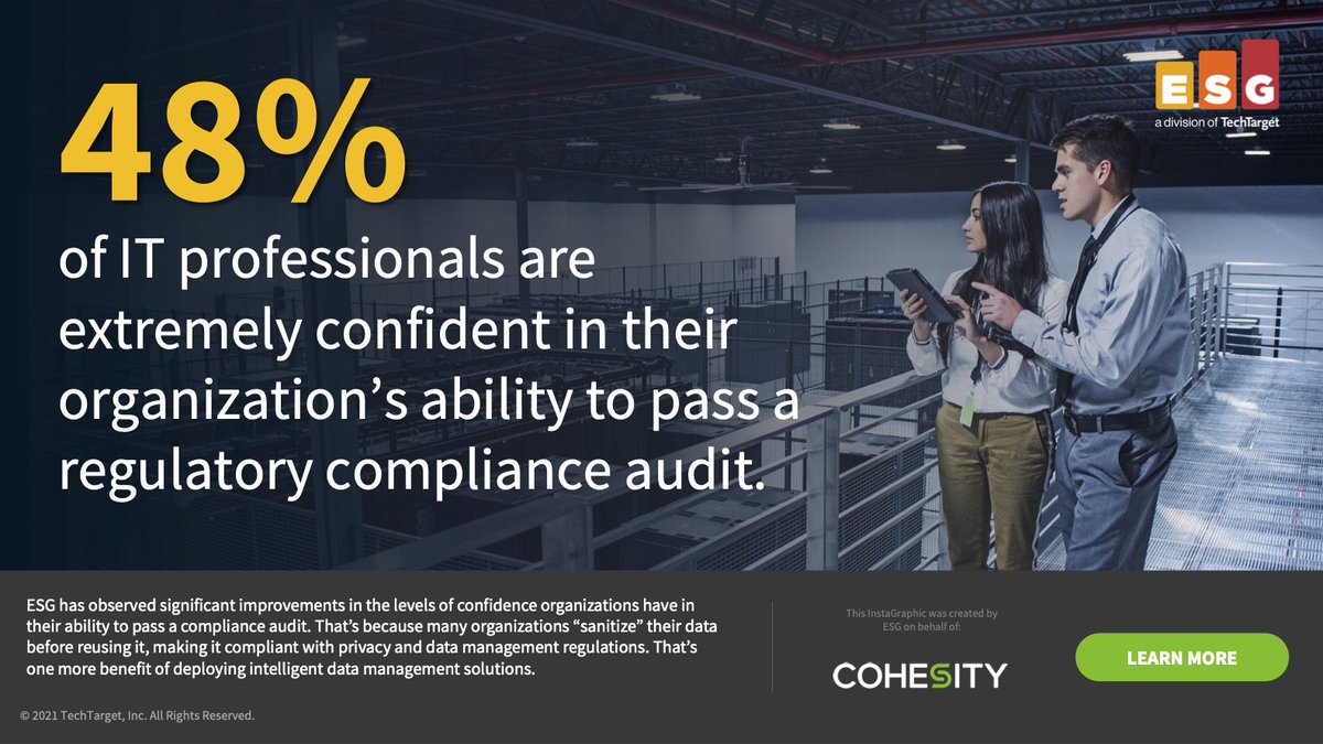 Download this report today and learn how leading companies are solving data compliance, governance, and privacy issues with intelligent #datamanagement: cohesity.co/3ipWXQr

#datasecurity #dataprotection #backup #Cohesity <a href="/esg_global/">Enterprise Strategy Group</a>