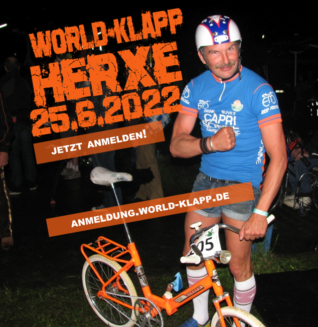 worldklapp's tweet photo. Zurück zur Normalität: World-Klapp
Jetzt bewerben Herxe 25.6.2022
https://t.co/sR9SfG7N1J
#klapprad #worldklapp #herxe #normalitaet https://t.co/5ApN2hVZjD