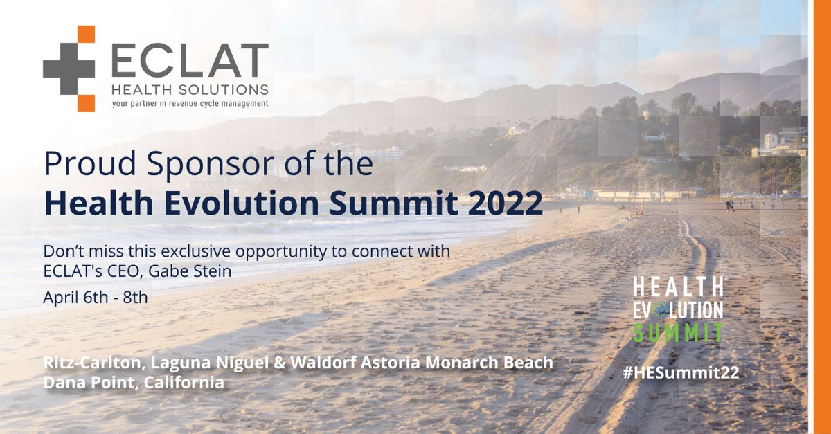 EclatHealthSol's tweet photo. ECLAT’s Gabe Stein, CEO, is excited to join our health industry peers in this year’s @HealthEvolution Summit. Connect with us on LinkedIn or let’s meet on-site to discuss our organizational synergies in the pursuit of better public health.
#HealthEvolution #HESummit22 https://t.co/K1FcqPWIB7