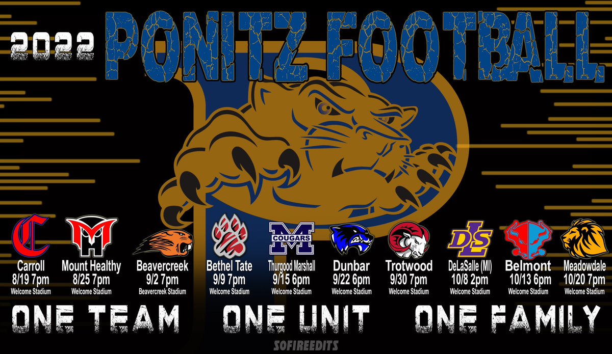 PonitzFootball's tweet photo. Choose. To. Be. GREAT! 2022 Season schedule is locked in and we are ready to go! 
#oneteamoneunitonefamily https://t.co/QQewgSGELL