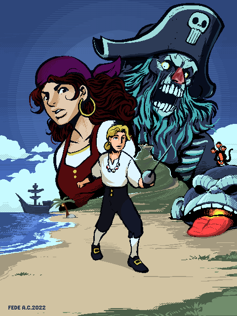 FedeCorsini's tweet photo. Ok. I can't help it. I'm super excited with the announcement of #returntomonkeyisland by @LucasfilmGames and @grumpygamer!
#monkeyisland #GuybrushThreepwood #fanart #pirate #threeheadedmonkey https://t.co/rswi2jxjLO