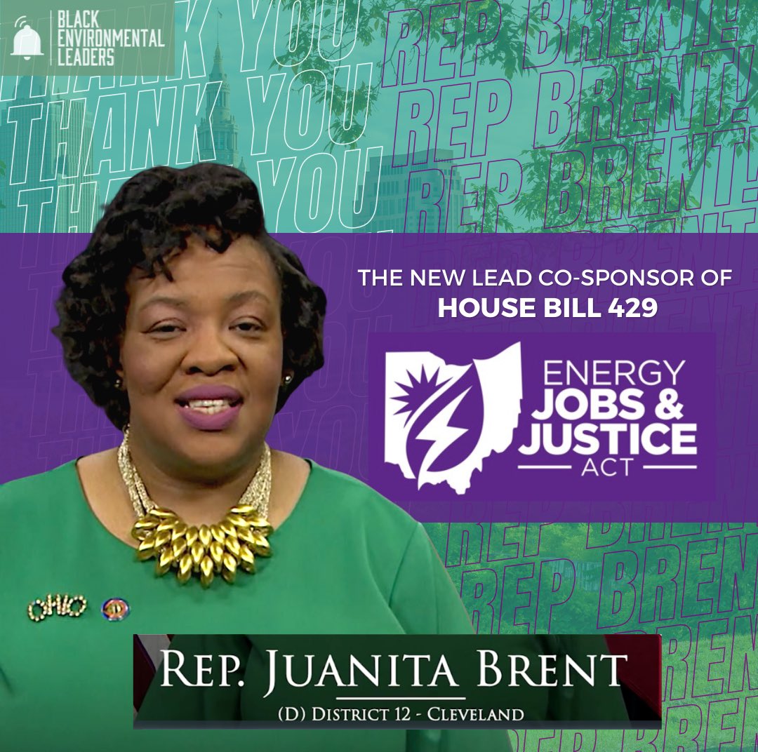BlkEnviroLeader's tweet photo. Support of #EJJA is flourishing! 🌷
Thank you to Representative @Juanita_Brent — the NEW lead cosponsor of #HB429.
Does your legislator support the Energy #JobsAndJustice Act? Take two minutes to send them an email! https://t.co/ZbnWjV3DOq https://t.co/davEQJSMhj