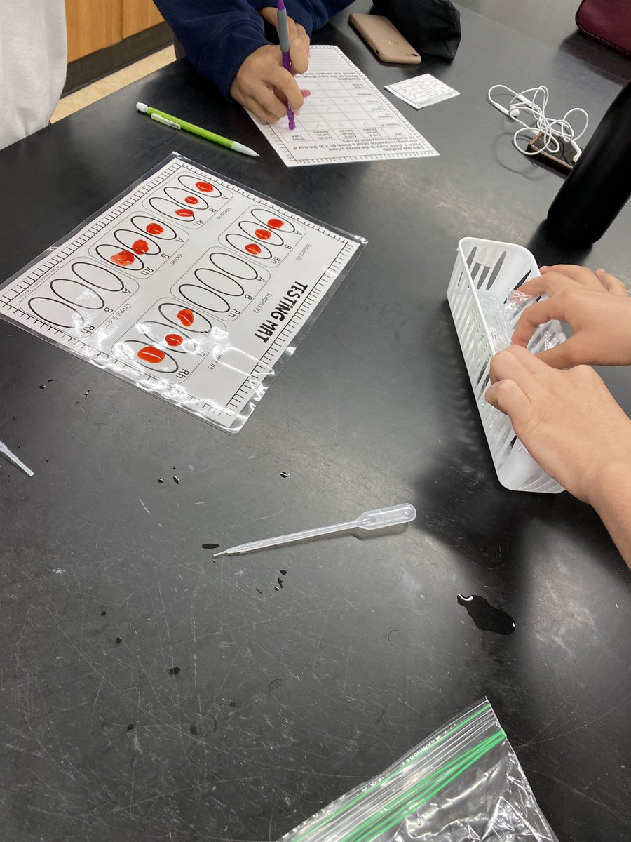 MissFancyU's tweet photo. Blood Type Analysis in #SBI3U This helps to reinforce the concepts of blood type, what it means to be +/-, and blood donation/transfusion (can actually see agglutination). Students solved a murder mystery 🔎My students are loving our Structure &amp; Function unit 🩸 #ITeachBio https://t.co/g8lFTo2HTv