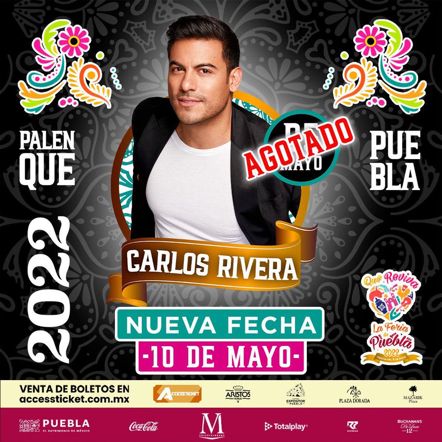 Carlos Rivera abre nueva fecha para la Feria de Puebla - El Sol de Puebla |  Noticias Locales, Policiacas, sobre México, Puebla y el Mundo