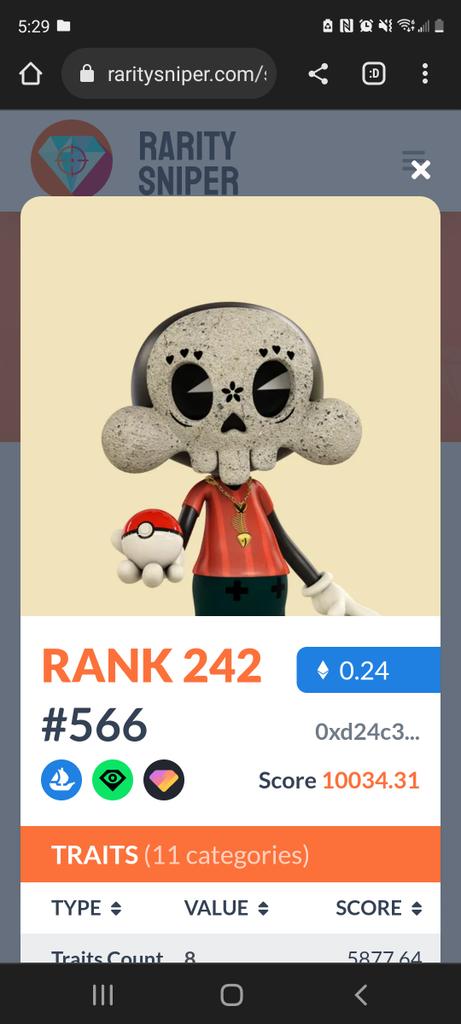 amyaa13's tweet photo. @RaritySniperNFT Skulltoons rank 242 going for .242 https://t.co/baCkby2r2M
