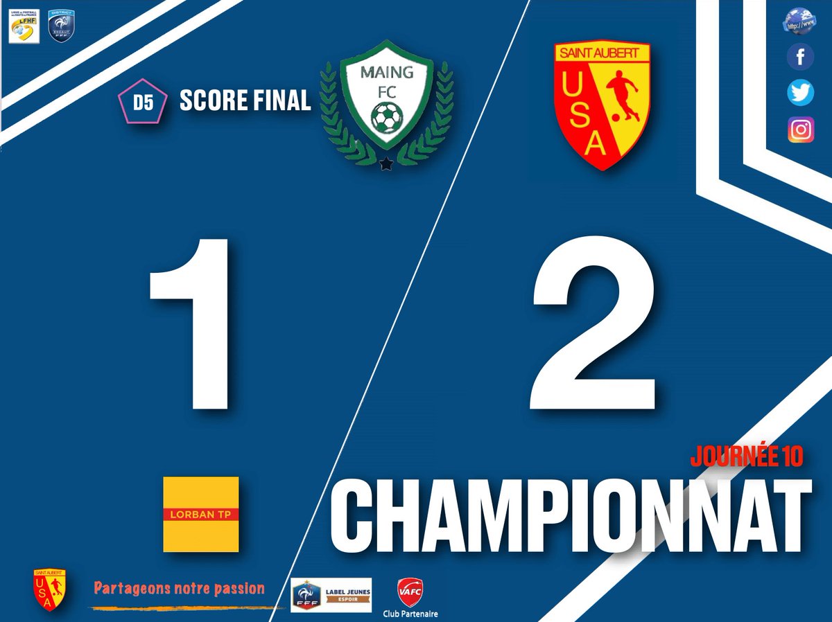 UsAubert's tweet photo. 🚨 RÉSULTATS DE VOS ÉQUIPES SÉNIORS 🚨

- Nos SÉNIORS A s'inclinent à domicile 1-4  contre BERLAIMONT !!🤝
- Nos SÉNIORS B enchaine avec une victoire 1-2 contre MAING💪🔵⚪️
- Courte défaite de nos FEMÀ7 contre ESTREUX  0-1🤜🤛

🤍💙 COME ON U.S.A 💙🤍 https://t.co/O4EyGLScvZ