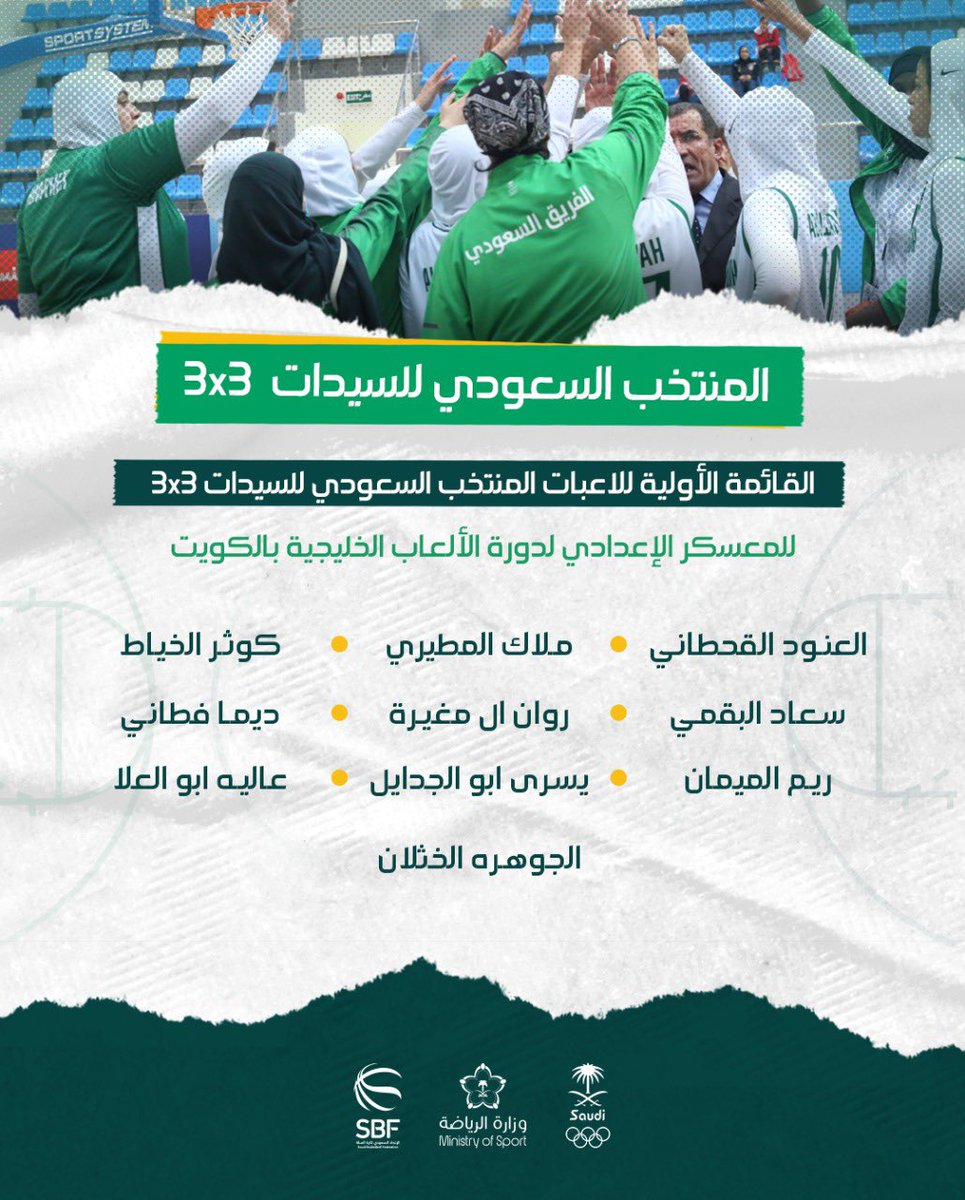 sbfksa's tweet photo. القائمة الأولية للاعبات المنتخب السعودي للسيدات 3x3 ⛹️‍♀️ و الجهازين الفني و الاداري للمعسكر الإعدادي لدورة الألعاب الخليجية بالكويت https://t.co/09X4sOiniC