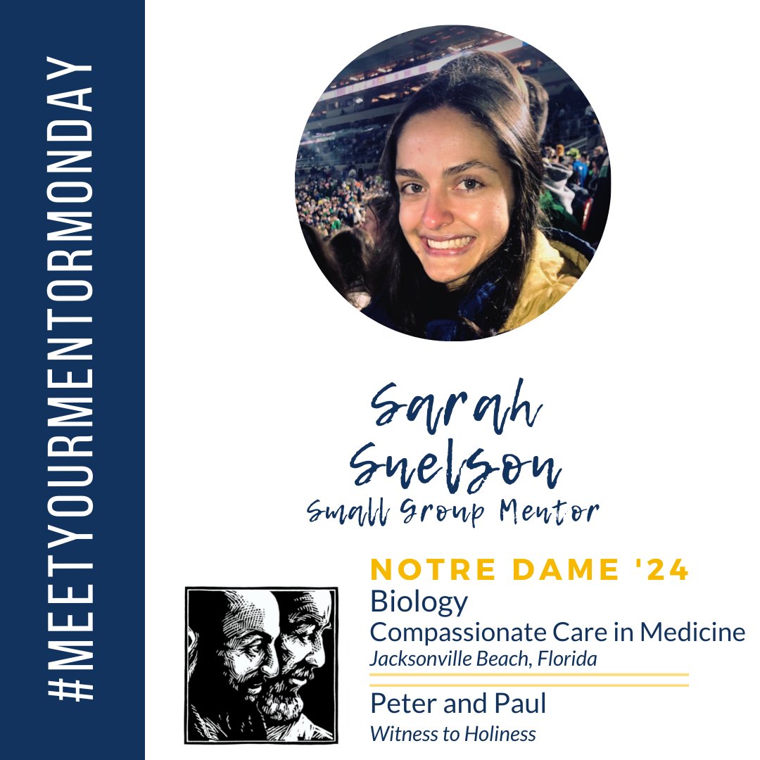 NotreDameVision's tweet photo. For this special Tuesday edition of #MeetYourMentorMonday we are featuring FOUR of our Small Group Mentors for this summer! #NDVision @McGrathND https://t.co/5pl0FdpM0A
